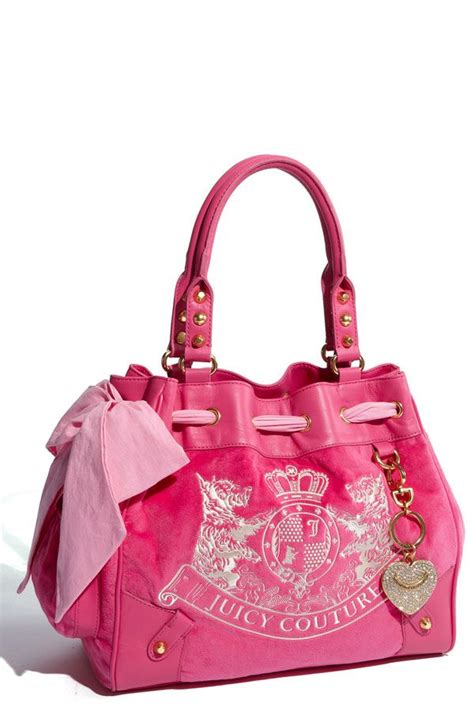 Juicy Couture Orange Diamante Velour Grab Bag & Metallic Gold Pouch Primrose Col. . Pink and black juicy couture purse